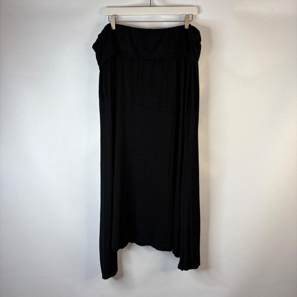 Calvin Klein Maxi Skirt Women 2X Black Fold Over Waist Handkerchief Hem